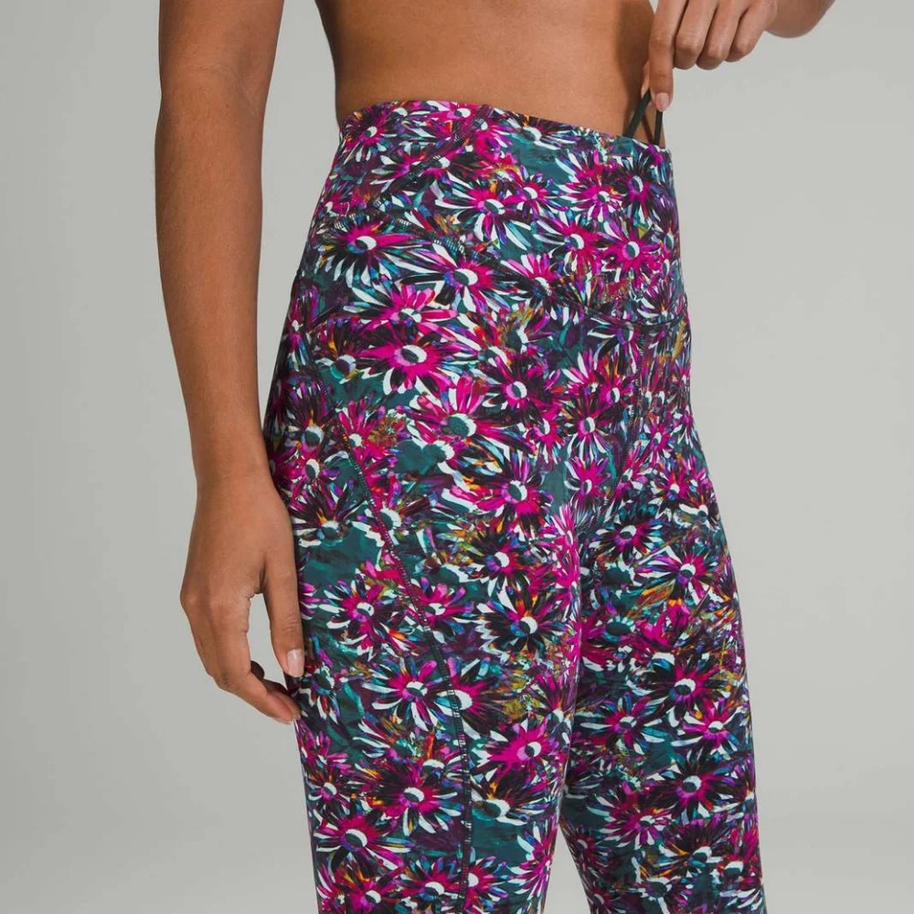 Lululemon Base Pace High-Rise Crop 23" Floral Electric Multicolor Legging Size 2 - Picture 4 of 9